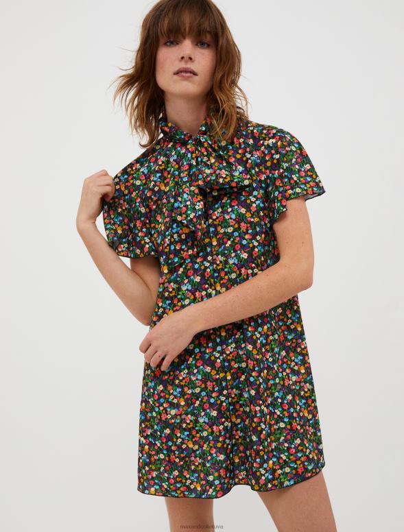 apģērbu 8VJP18 vecs rožu raksts crepe de chine tunikas kleita sievietes MAX&Co.