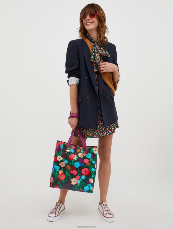 apģērbu 8VJP18 vecs rožu raksts crepe de chine tunikas kleita sievietes MAX&Co.