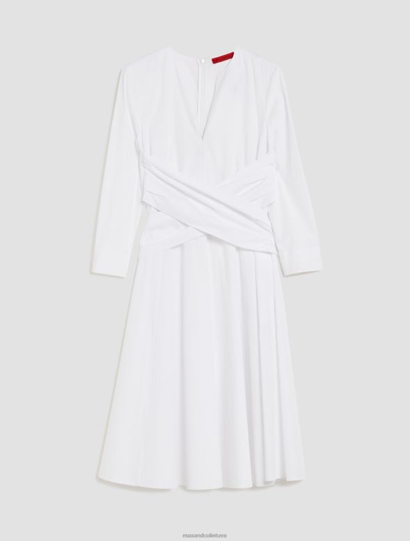 apģērbu 8VJP19 balts kokvilnas-poplīna vainaga kleita sievietes MAX&Co.
