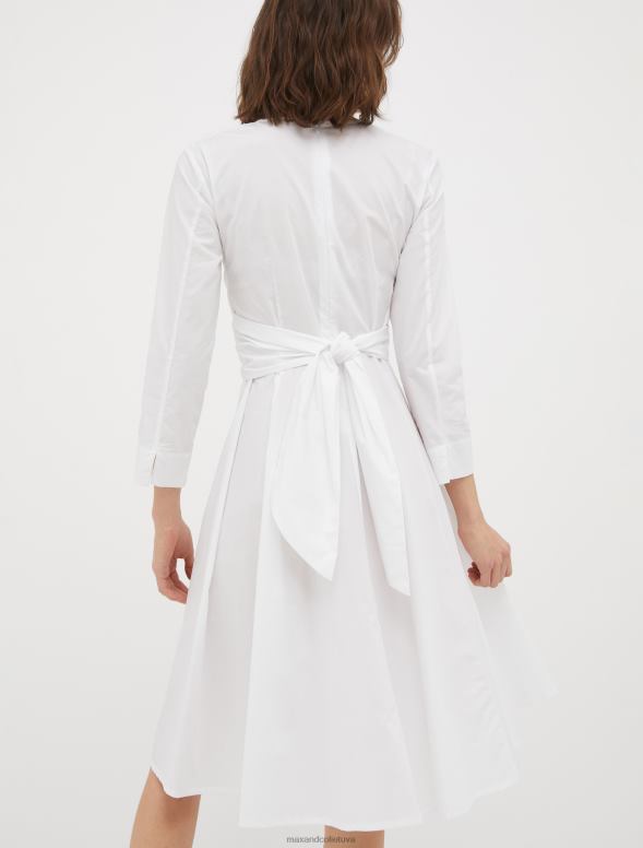apģērbu 8VJP19 balts kokvilnas-poplīna vainaga kleita sievietes MAX&Co.