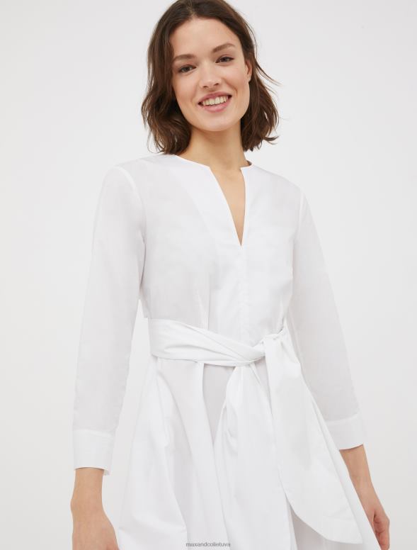 apģērbu 8VJP19 balts kokvilnas-poplīna vainaga kleita sievietes MAX&Co.