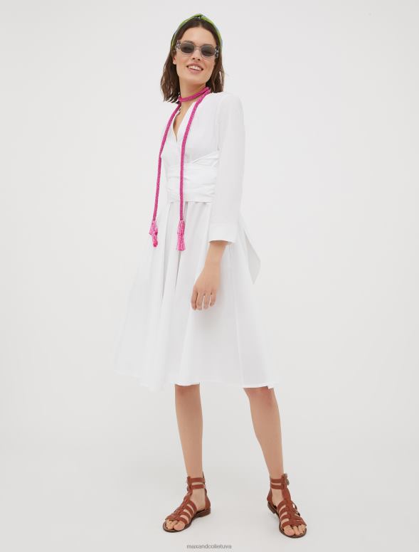 apģērbu 8VJP19 balts kokvilnas-poplīna vainaga kleita sievietes MAX&Co.
