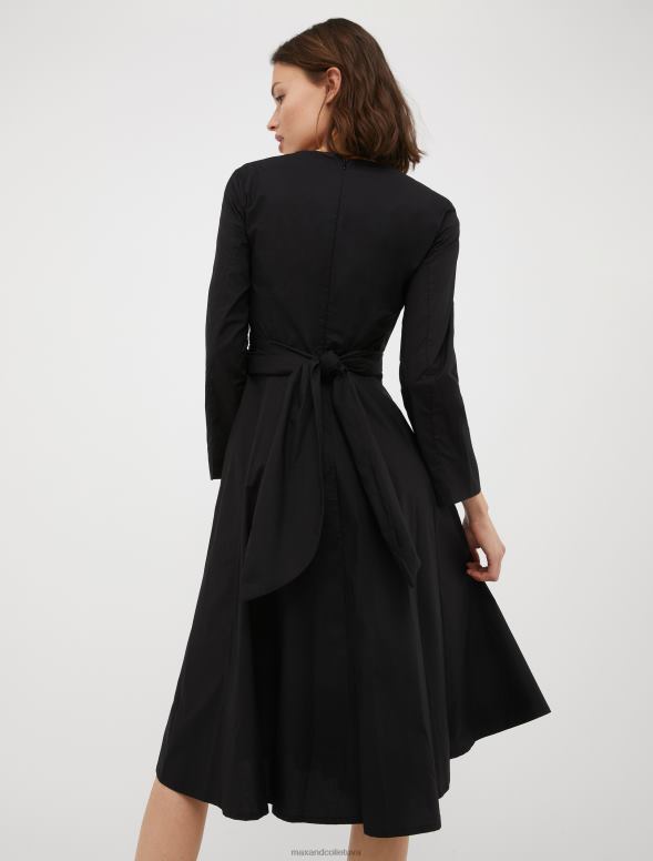 apģērbu 8VJP20 melns kokvilnas-poplīna vainaga kleita sievietes MAX&Co.