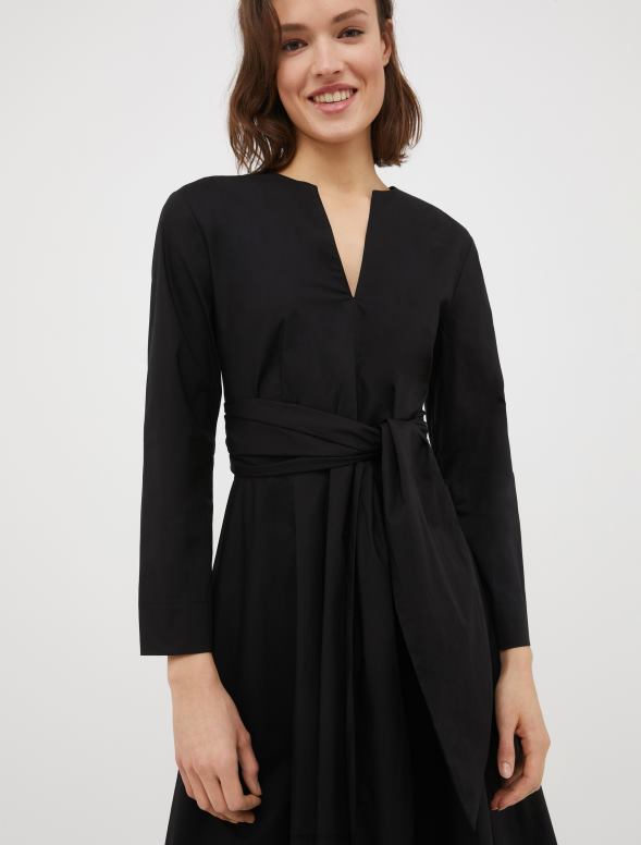apģērbu 8VJP20 melns kokvilnas-poplīna vainaga kleita sievietes MAX&Co.