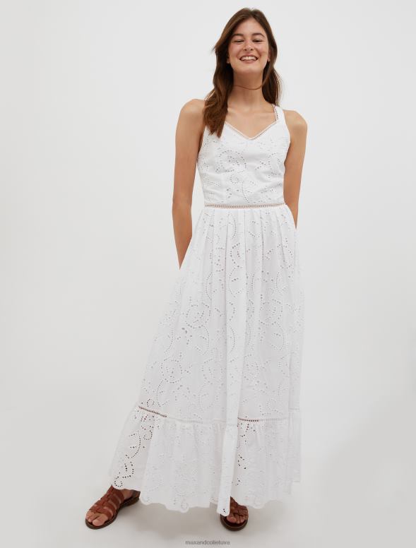 apģērbu 8VJP21 optika balta kokvilnas broderie-anglaise sundress sievietes MAX&Co.