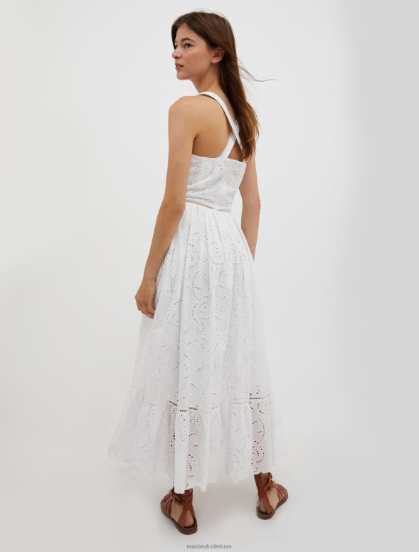 apģērbu 8VJP21 optika balta kokvilnas broderie-anglaise sundress sievietes MAX&Co.