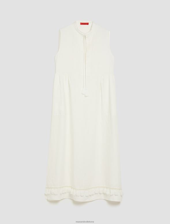 apģērbu 8VJP24 ziloņkauls pušķota lina kleita sievietes MAX&Co.