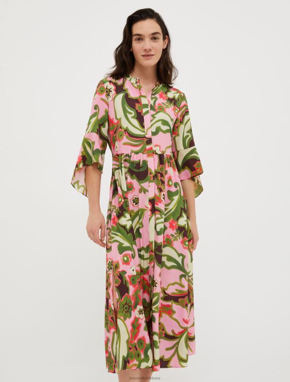 apģērbu 8VJP29 rozā rozā raksts crepe de chine kreklkleita sievietes MAX&Co.