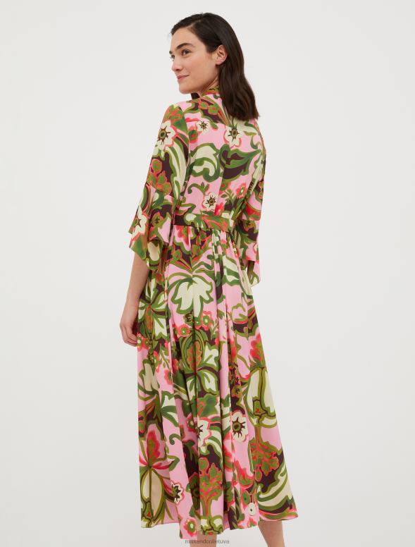 apģērbu 8VJP29 rozā rozā raksts crepe de chine kreklkleita sievietes MAX&Co.