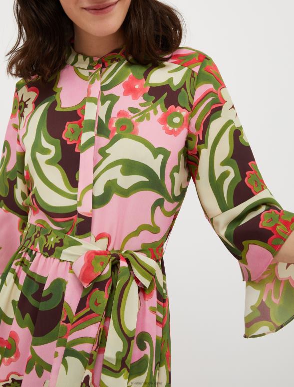 apģērbu 8VJP29 rozā rozā raksts crepe de chine kreklkleita sievietes MAX&Co.