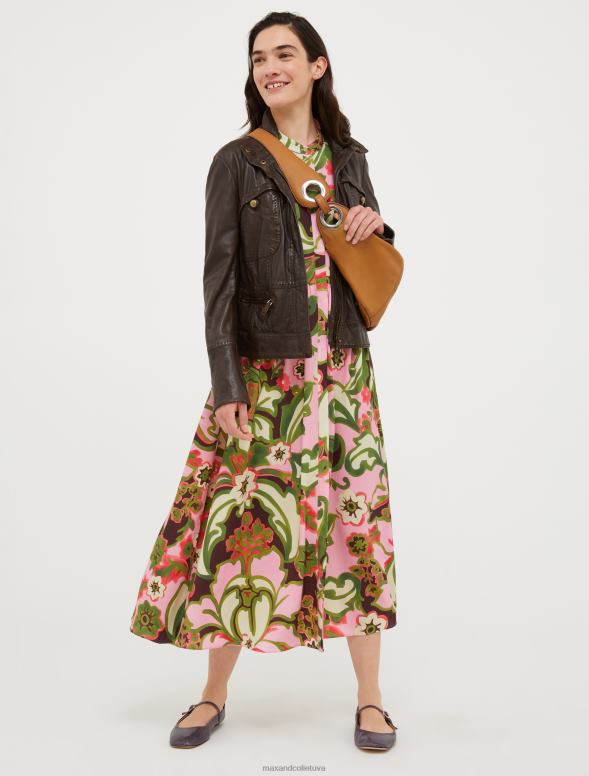 apģērbu 8VJP29 rozā rozā raksts crepe de chine kreklkleita sievietes MAX&Co.