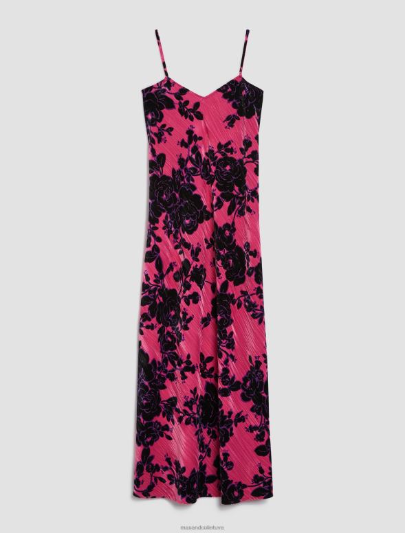 apģērbu 8VJP2 fuksijas raksts drupināta samta kleita sievietes MAX&Co.