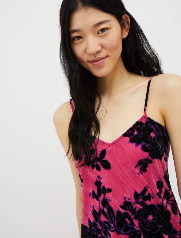 apģērbu 8VJP2 fuksijas raksts drupināta samta kleita sievietes MAX&Co.