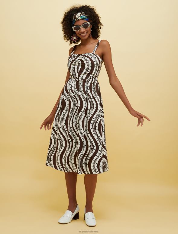 apģērbu 8VJP30 brūns raksts cilvēki, vietas, krāsa vainaga kleita sievietes MAX&Co.