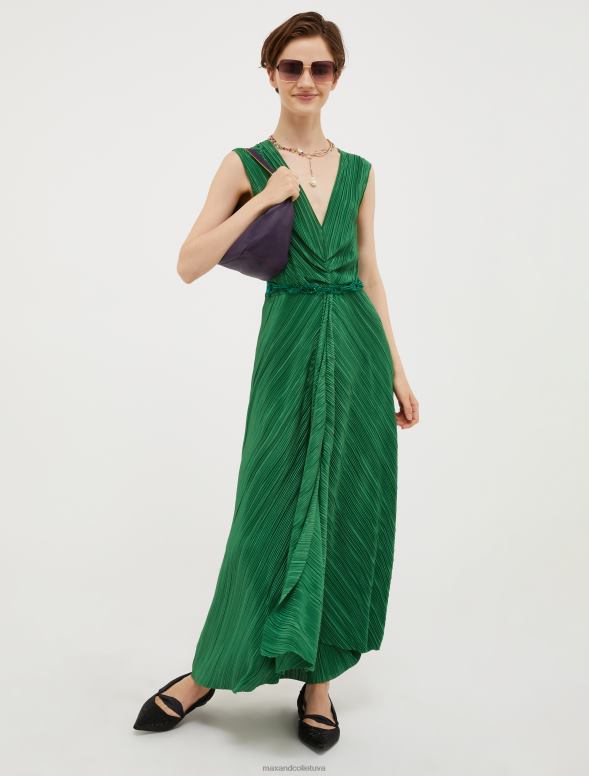 apģērbu 8VJP36 zaļš raksts džersija maxi kleita ar mikro kroku sievietes MAX&Co.