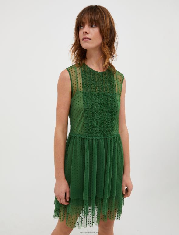 apģērbu 8VJP38 zaļš raksts plumetis tilla kleita sievietes MAX&Co.