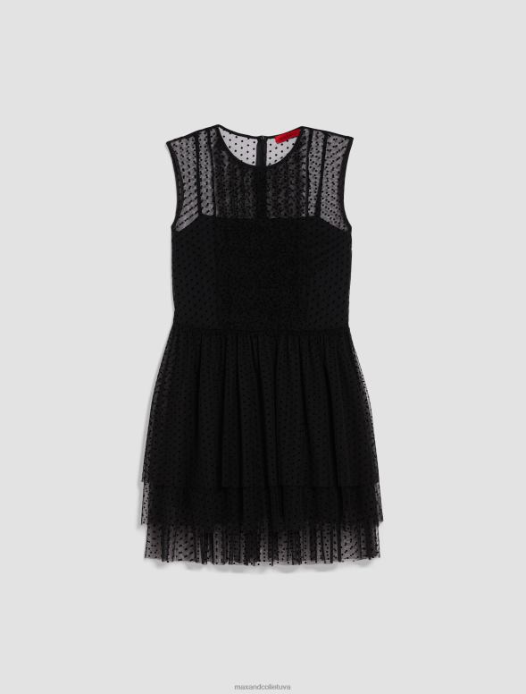 apģērbu 8VJP39 melns plumetis tilla kleita sievietes MAX&Co.