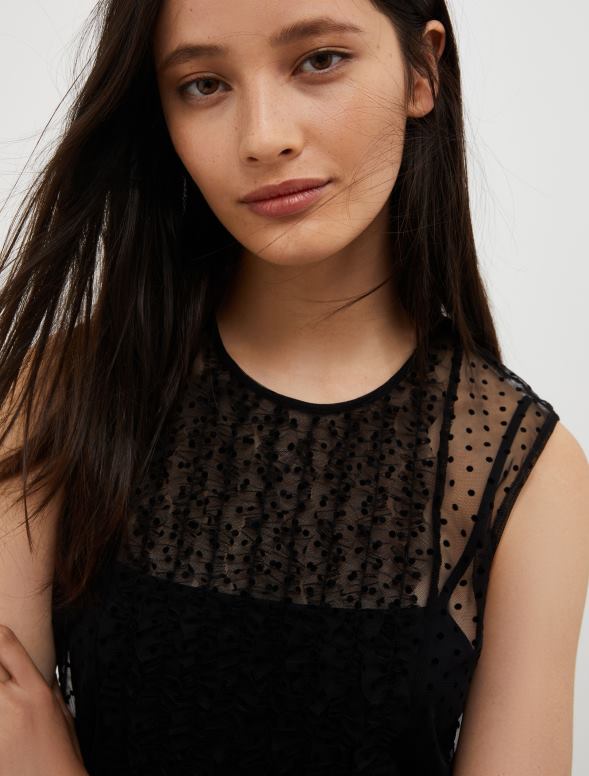 apģērbu 8VJP39 melns plumetis tilla kleita sievietes MAX&Co.