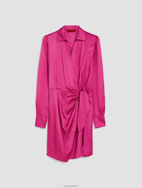 apģērbu 8VJP3 fuksija satīna ietīšanas kleita sievietes MAX&Co.