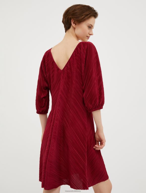 apģērbu 8VJP41 bordo džersija kleita ar mikro kroku sievietes MAX&Co.