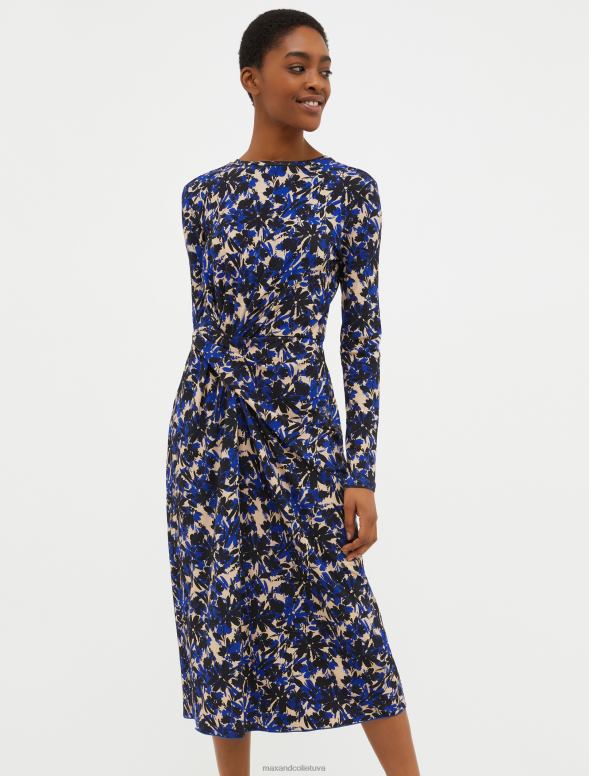 apģērbu 8VJP48 jūras zils drapēta džersija kleita sievietes MAX&Co.