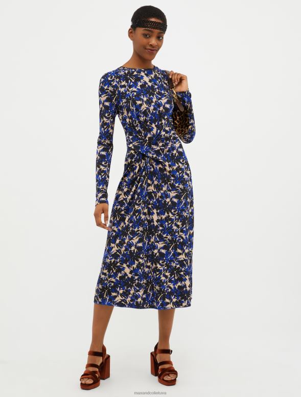 apģērbu 8VJP48 jūras zils drapēta džersija kleita sievietes MAX&Co.