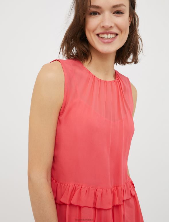 apģērbu 8VJP51 sarkans locīta žoržeta kleita sievietes MAX&Co.