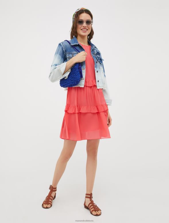 apģērbu 8VJP51 sarkans locīta žoržeta kleita sievietes MAX&Co.
