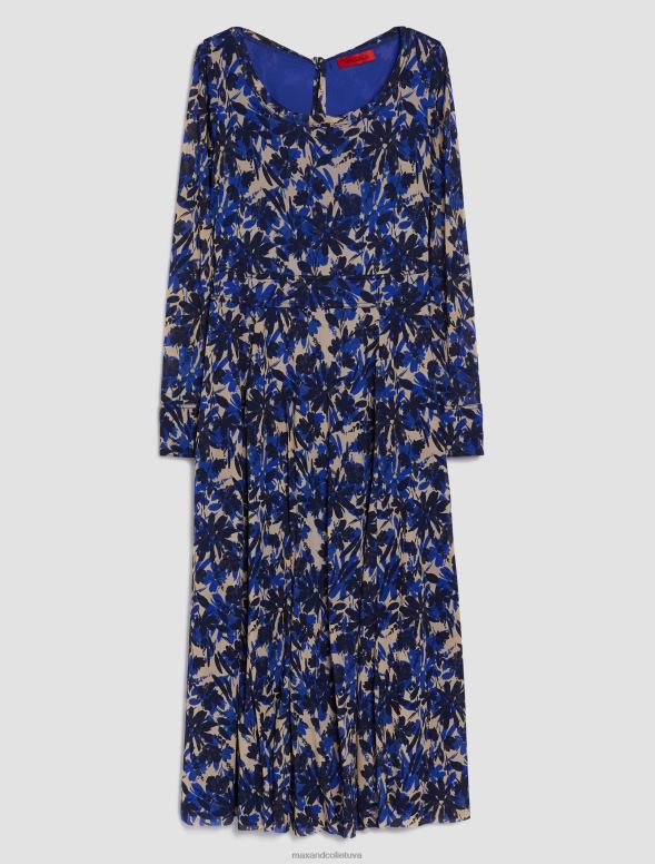 apģērbu 8VJP53 jūras zils uzliesmojoša tilla-džersija kleita sievietes MAX&Co.