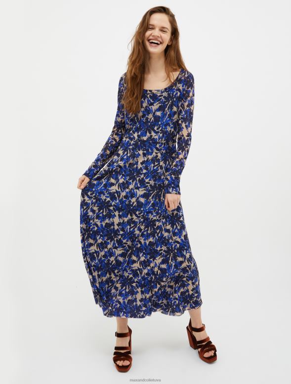 apģērbu 8VJP53 jūras zils uzliesmojoša tilla-džersija kleita sievietes MAX&Co.