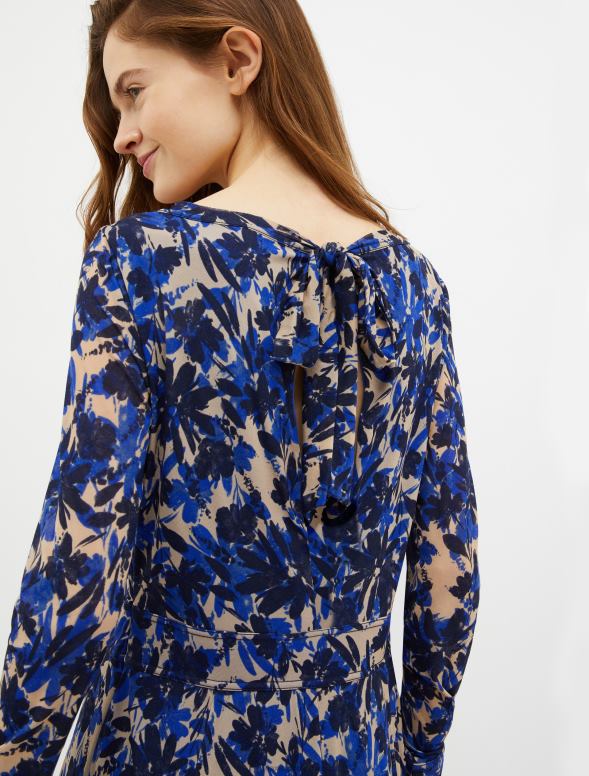 apģērbu 8VJP53 jūras zils uzliesmojoša tilla-džersija kleita sievietes MAX&Co.