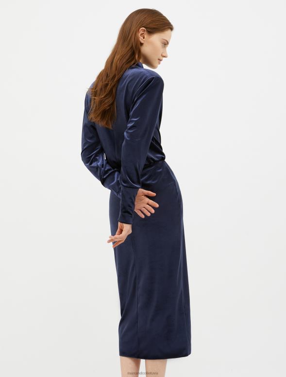 apģērbu 8VJP54 jūras zils samta-jersey midi kleita sievietes MAX&Co.