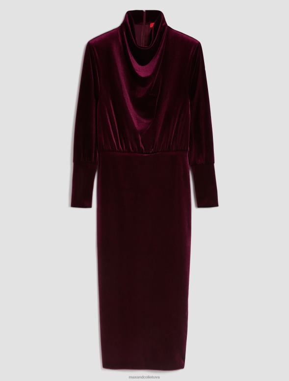 apģērbu 8VJP55 bordo samta-jersey midi kleita sievietes MAX&Co.