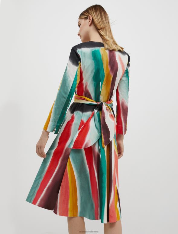 apģērbu 8VJP56 fuksijas raksts kokvilnas-poplīna vainaga kleita sievietes MAX&Co.