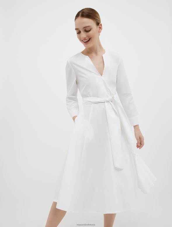 apģērbu 8VJP58 ziloņkauls kokvilnas-poplīna vainaga kleita sievietes MAX&Co.