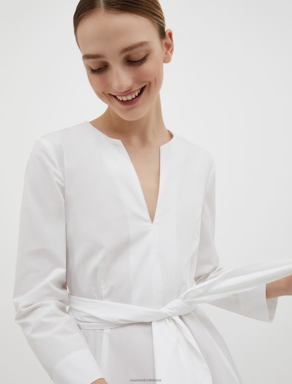 apģērbu 8VJP58 ziloņkauls kokvilnas-poplīna vainaga kleita sievietes MAX&Co.