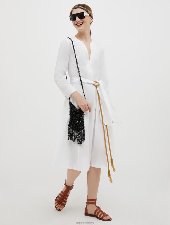 apģērbu 8VJP58 ziloņkauls kokvilnas-poplīna vainaga kleita sievietes MAX&Co.