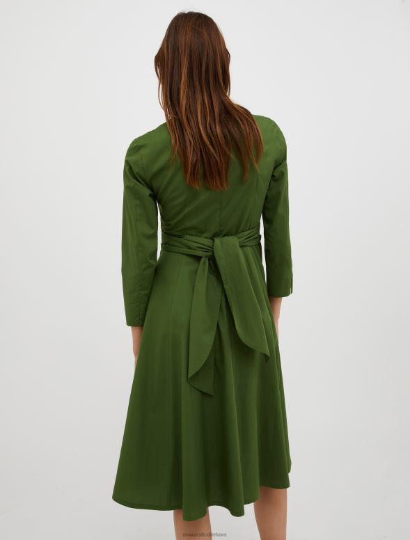 apģērbu 8VJP59 sūnu zaļa kokvilnas-poplīna vainaga kleita sievietes MAX&Co.