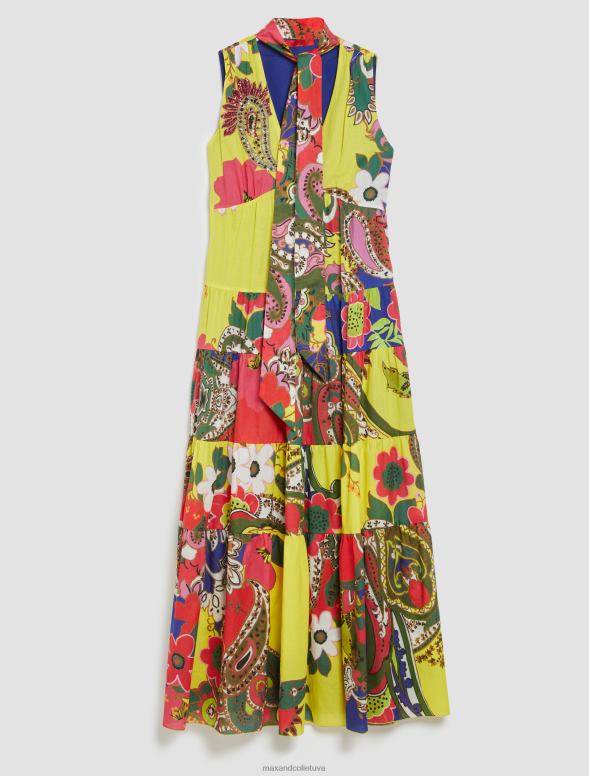 apģērbu 8VJP64 tumši zils raksts apdrukāta voile maxi kleita sievietes MAX&Co.