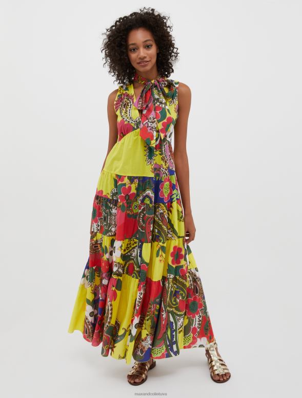 apģērbu 8VJP64 tumši zils raksts apdrukāta voile maxi kleita sievietes MAX&Co.