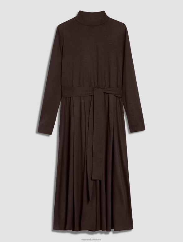 apģērbu 8VJP66 tumši brūns vilnas džersija midi kleita sievietes MAX&Co.