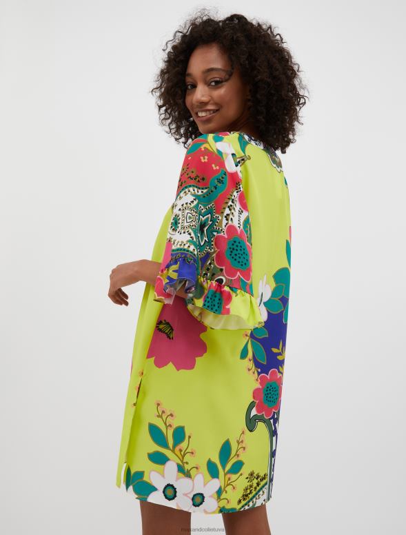 apģērbu 8VJP69 tumši zils raksts tīra zīda tunika kleita sievietes MAX&Co.