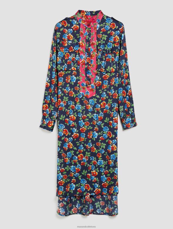 apģērbu 8VJP73 tumši zils raksts cilvēki, vietas, krāsu safari kleita sievietes MAX&Co.