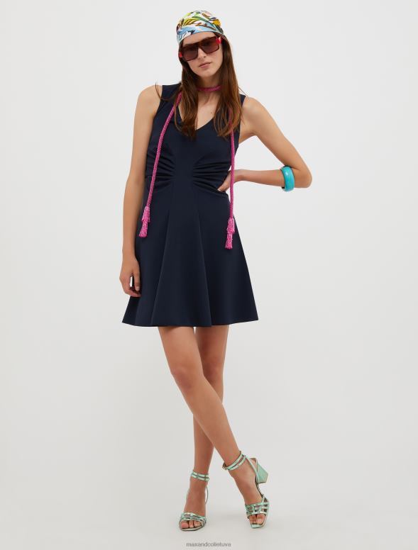 apģērbu 8VJP75 jūras zils drapēta džersija apvalka kleita sievietes MAX&Co.