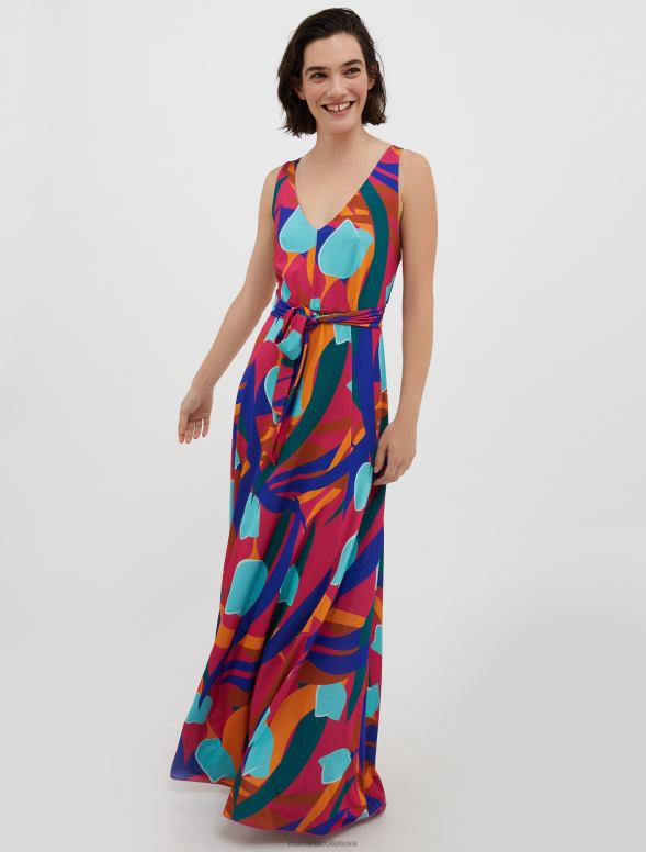 apģērbu 8VJP77 fuksija ar bantīti izrotāta džersija maksikleita sievietes MAX&Co.