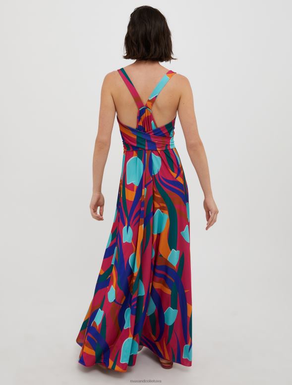 apģērbu 8VJP77 fuksija ar bantīti izrotāta džersija maksikleita sievietes MAX&Co.