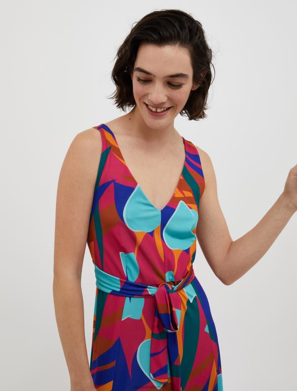 apģērbu 8VJP77 fuksija ar bantīti izrotāta džersija maksikleita sievietes MAX&Co.