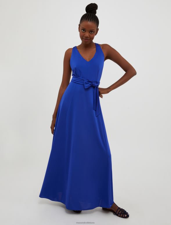 apģērbu 8VJP78 rudzupuķu zils ar bantīti izrotāta džersija maksikleita sievietes MAX&Co.