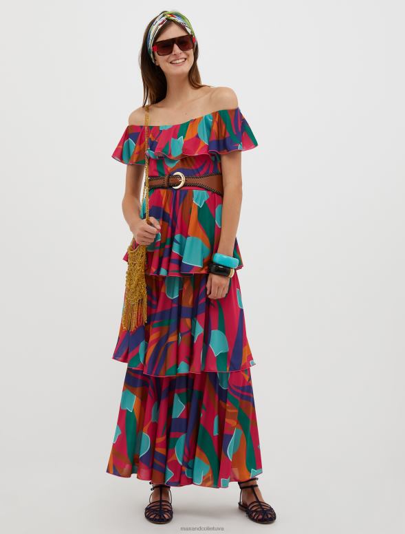 apģērbu 8VJP79 sarkans locīta džersija maxi kleita sievietes MAX&Co.