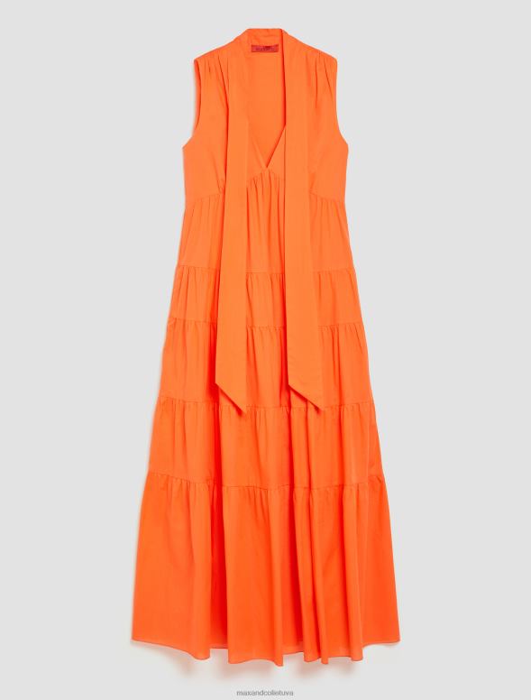 apģērbu 8VJP80 apelsīns volānveida kokvilnas-voile maxi kleita sievietes MAX&Co.